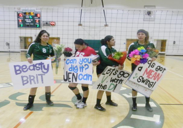 Sophomores (left to right) Brittny Marmolejo, Jenifer Martinez, Vanessa Gutierez and Eriazmin Mauries added flavor to the win over the Beavers on sophomore night.
